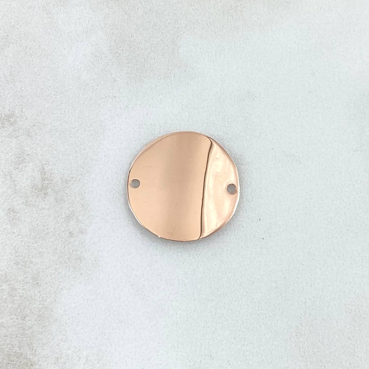 Herraje Placa Circular Curva 1.2gr / 2cm / Lisa Oro Rosa 18K