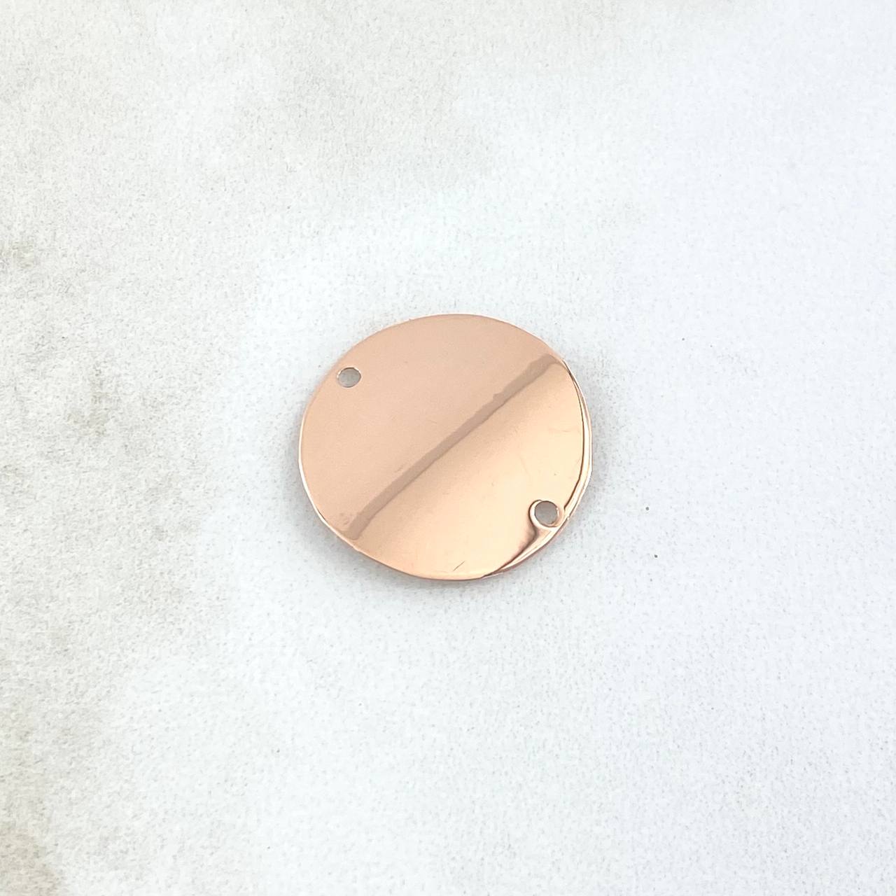 Herraje Placa Circular Curva 1.2gr / 2cm / Lisa Oro Rosa 18K