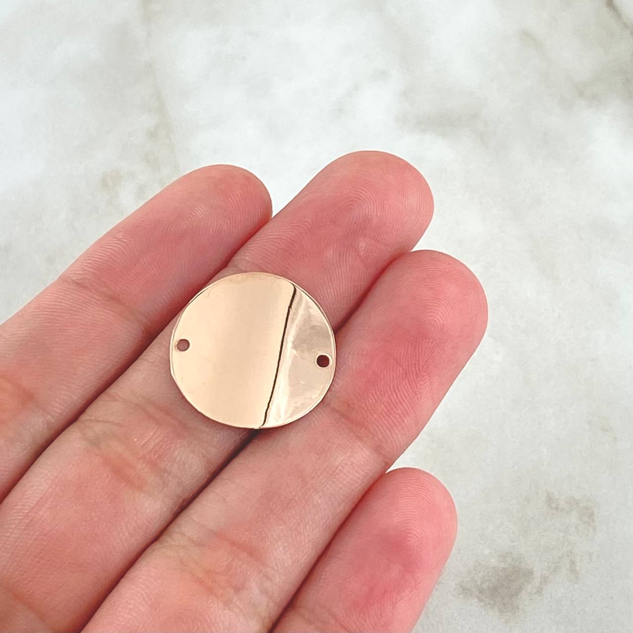 Herraje Placa Circular Curva 1.25gr / 2cm / Lisa Oro Rosa 18K