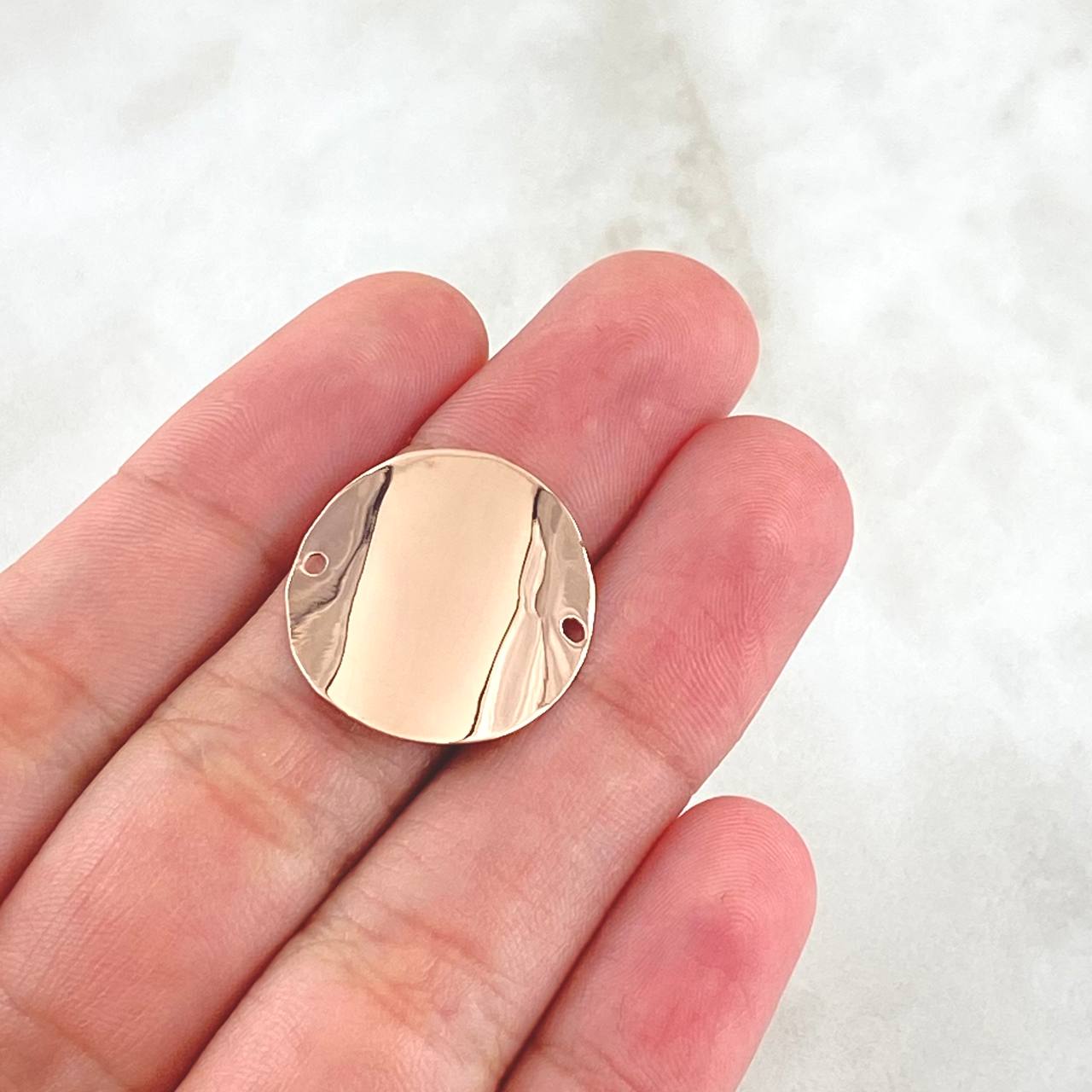Herraje Placa Circular Curva 1.85gr / 2.3cm / Lisa Oro Rosa 18K