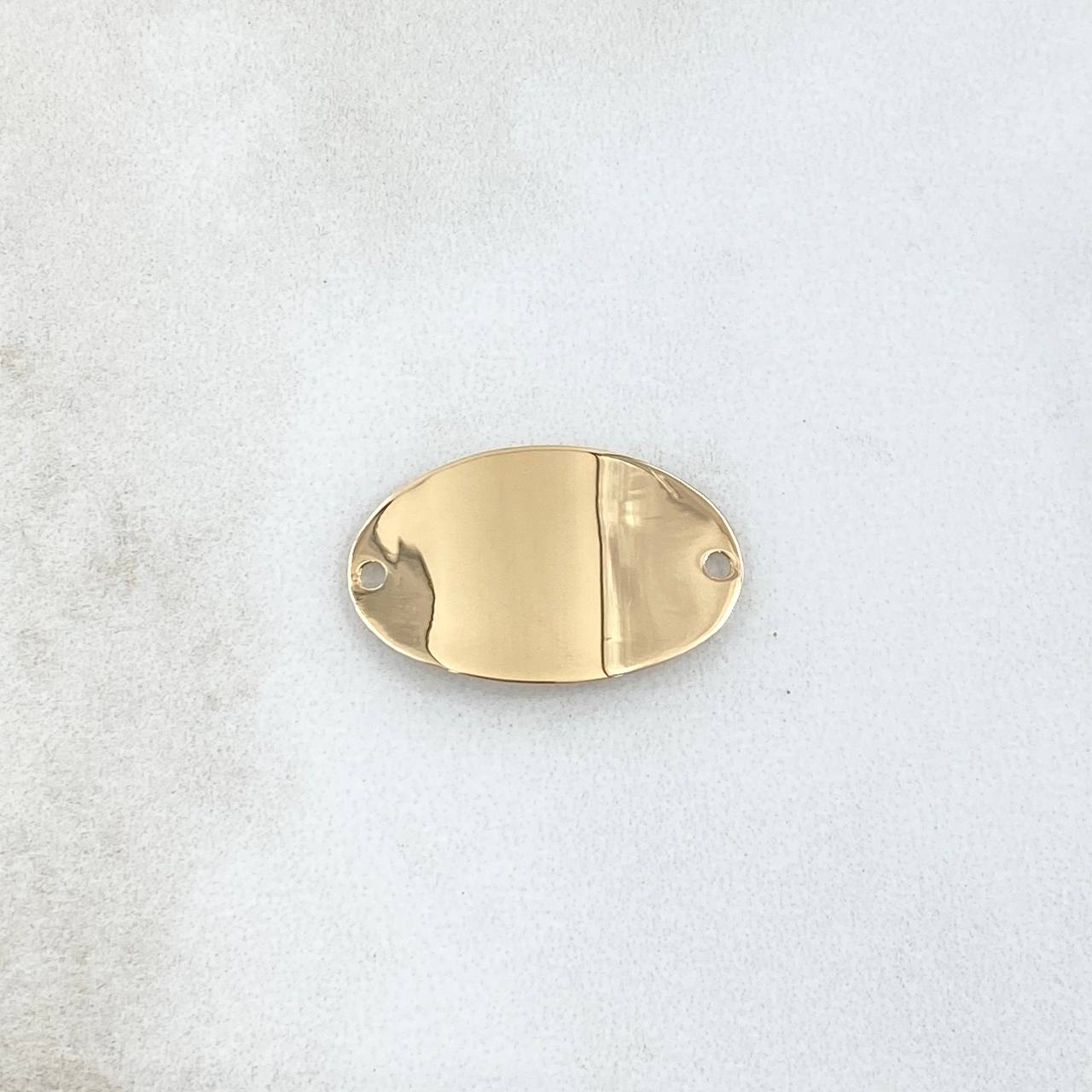 Herraje Placa Ovalada 1.3gr / 1.3cm-2.2cm / Lisa Oro Amarillo 18K