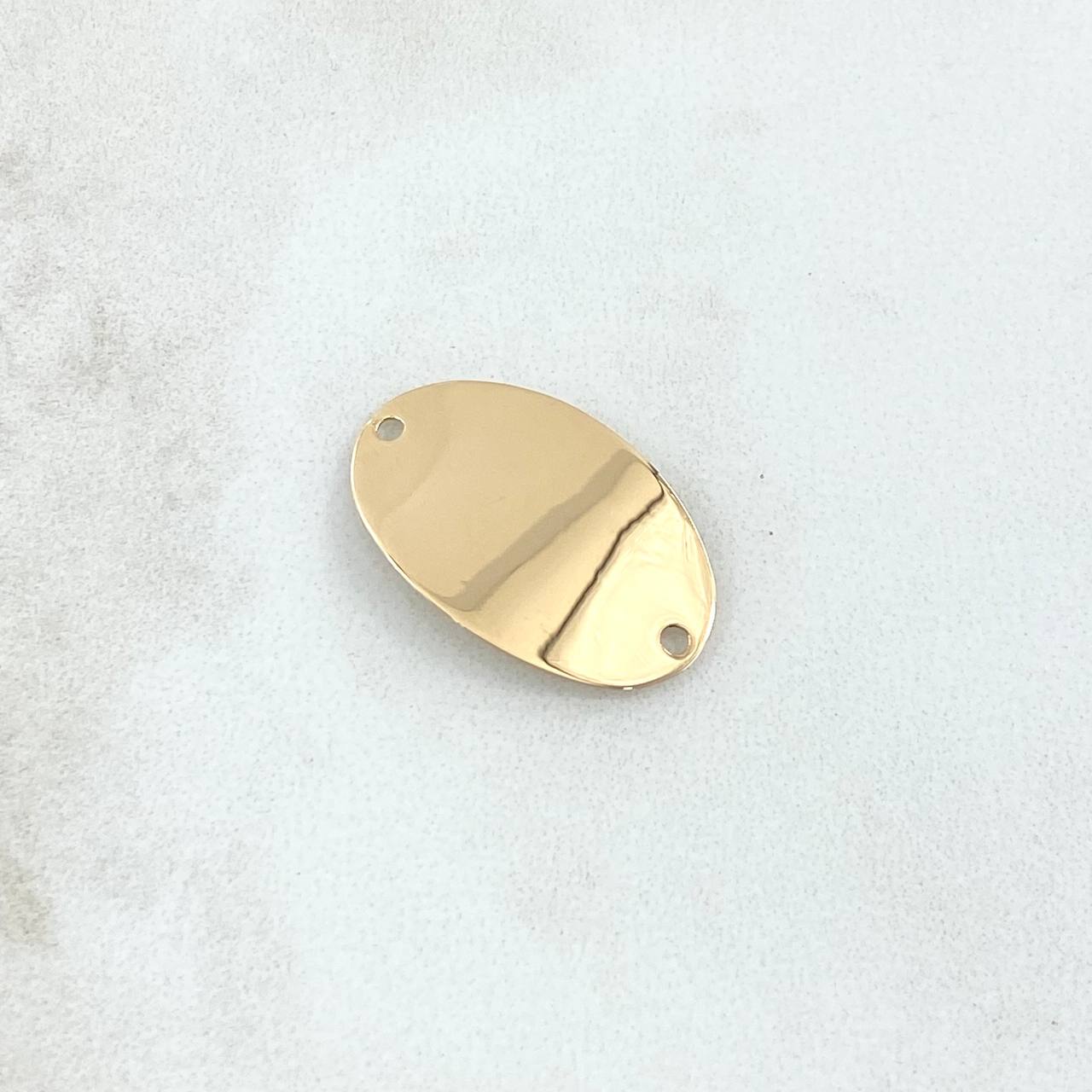 Herraje Placa Ovalada 1.3gr / 1.3cm-2.2cm / Lisa Oro Amarillo 18K