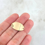 Herraje Placa Ovalada 1.3gr / 1.3cm-2.2cm / Lisa Oro Amarillo 18K