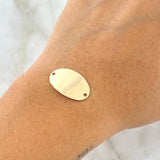 Herraje Placa Ovalada 1.3gr / 1.3cm-2.2cm / Lisa Oro Amarillo 18K