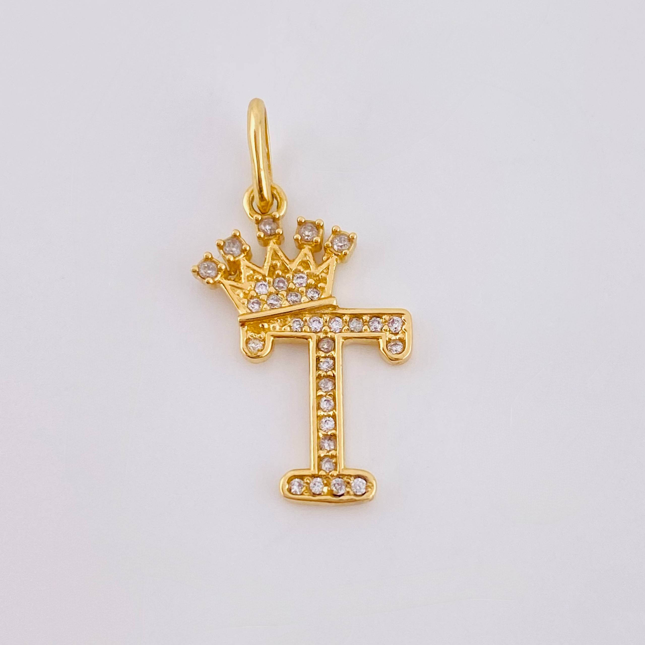 Dije Corona Letra T 1.75 g / 2.6 cm Oro Amarillo 18K