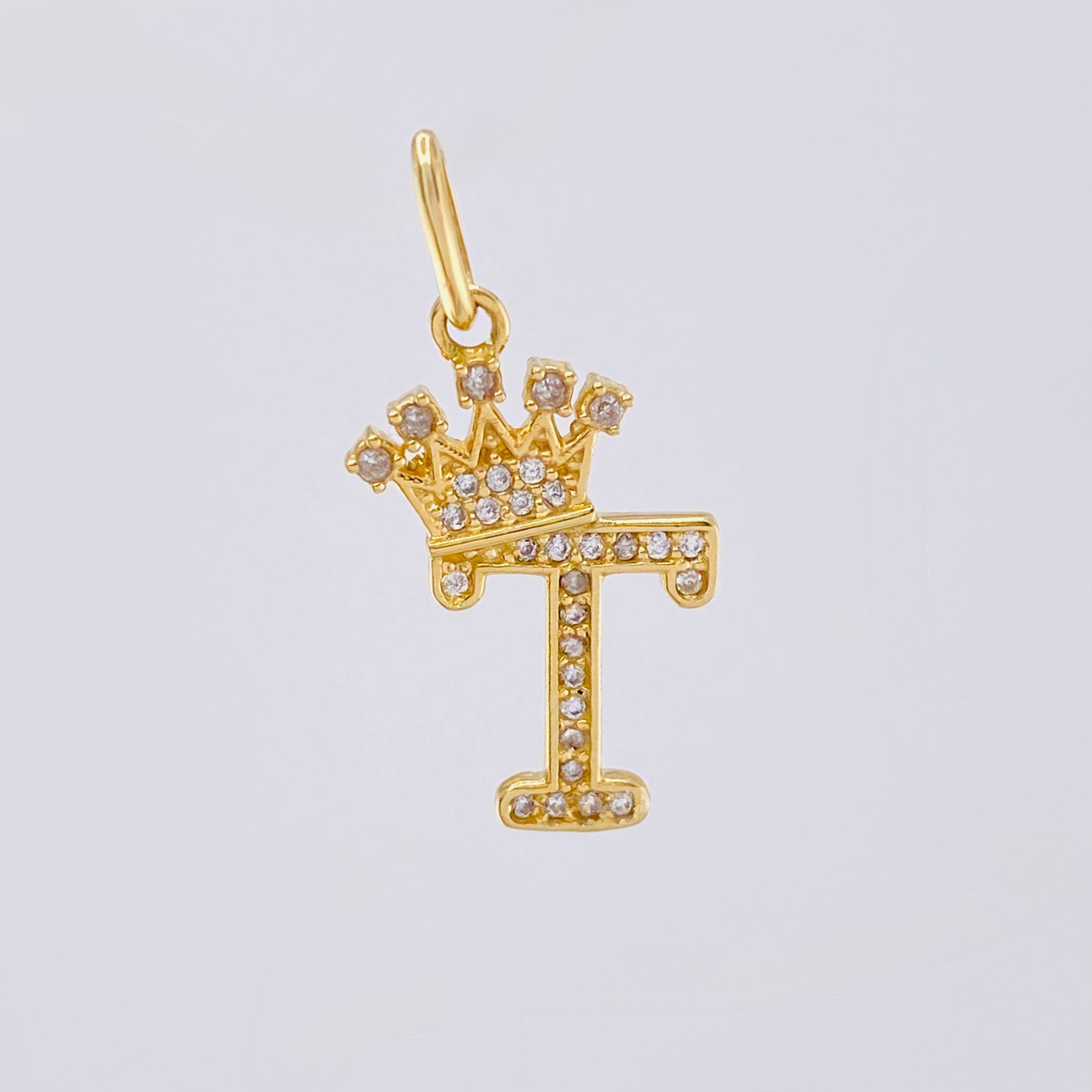 Dije Corona Letra T 1.75gr / 2.6cm / Oro Amarillo 18K