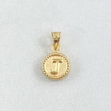 Dije Letra J 0.4gr / 1.4cm / Circulo Cargador Bordeado Oro Amarillo 18K