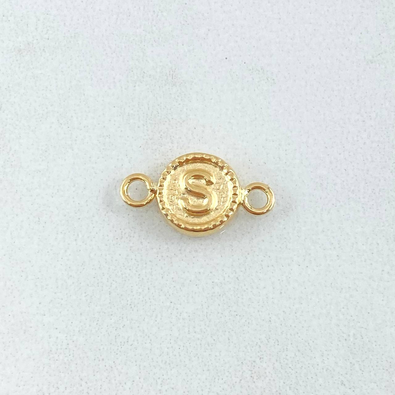 Herraje Letra S 0.45gr / 1.5cm / Circulo Bordeado Oro Amarillo 18K ©
