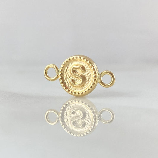 Herraje Letra S 0.45gr / 1.5cm / Circulo Bordeado Oro Amarillo 18K ©