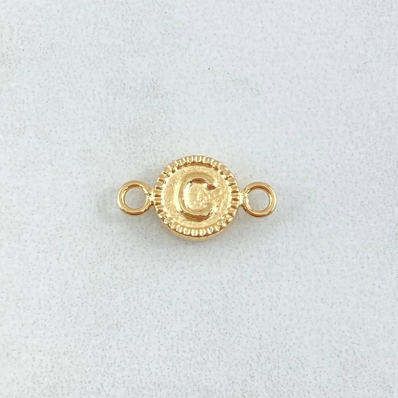 Herraje Letra C 0.45gr / 1.5cm / Circulo Bordeado Oro Amarillo 18K ©