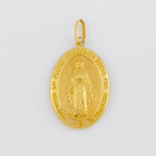 Dije Medalla Virgen Milagrosa 3.1g / 4cm Oro Amarillo 18K