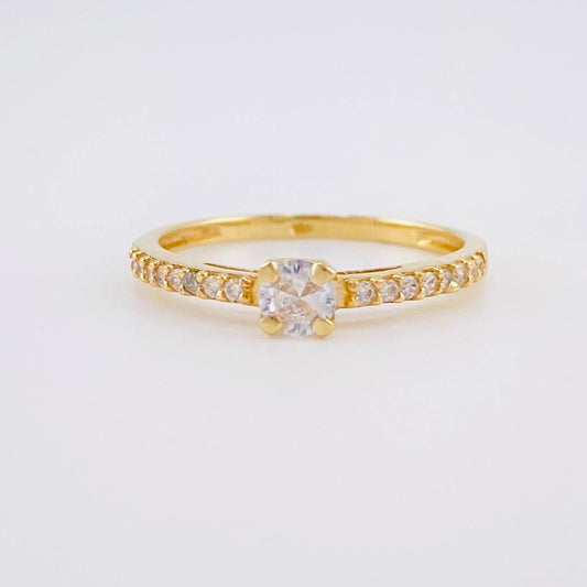 Anillo Solitario Carril Tupido 1.8g / T7 1/2 Oro Amarillo 18K