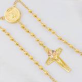 Rosario San Miguel Arcangel Cruz Diamantada 12.4g / 60cm / 4mm Dos Oros Amarillo Rosa 18K