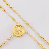 Rosario San Miguel Arcangel Cruz Diamantada 12.3g / 60cm / 4mm Dos Oros Amarillo Rosa 18K