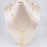 Rosario San Miguel Arcangel Cruz Diamantada 12.3g / 60cm / 4mm Dos Oros Amarillo Rosa 18K