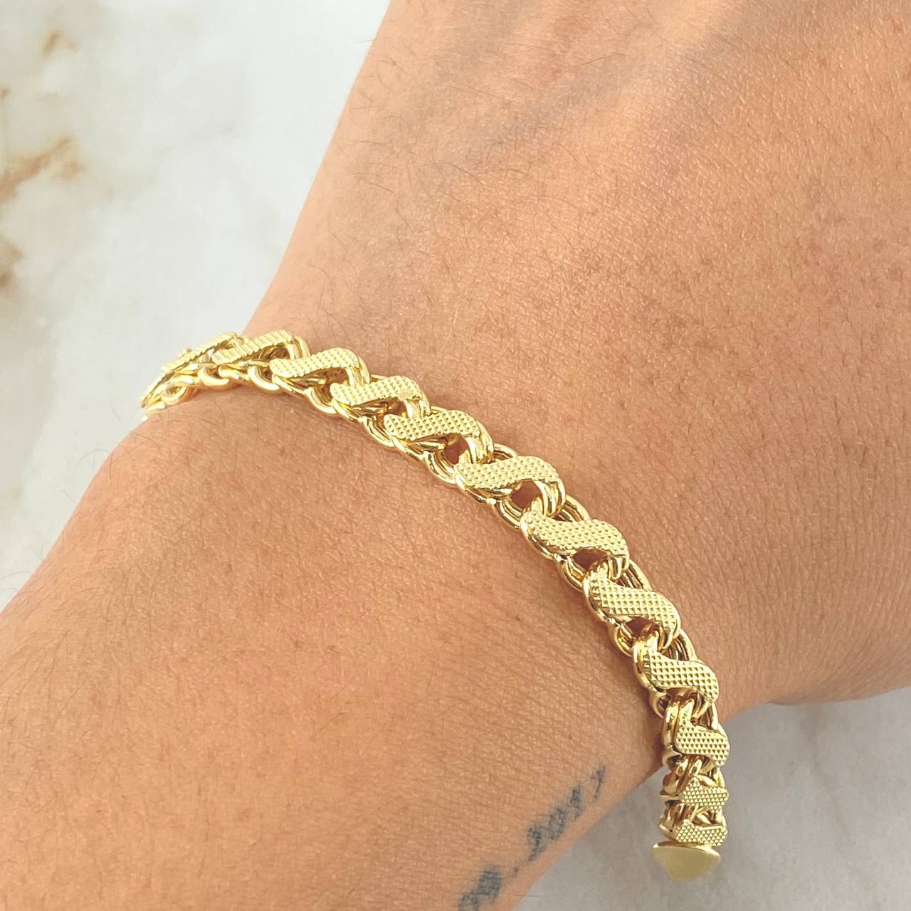 Pulso Aro Seguido Doble 10.65gr / 20cm / Oro Amarillo +3 18K ©