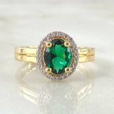 Anillo Solitario Halo 3.25gr / T6 1/4 / Oro Amarillo 18K *