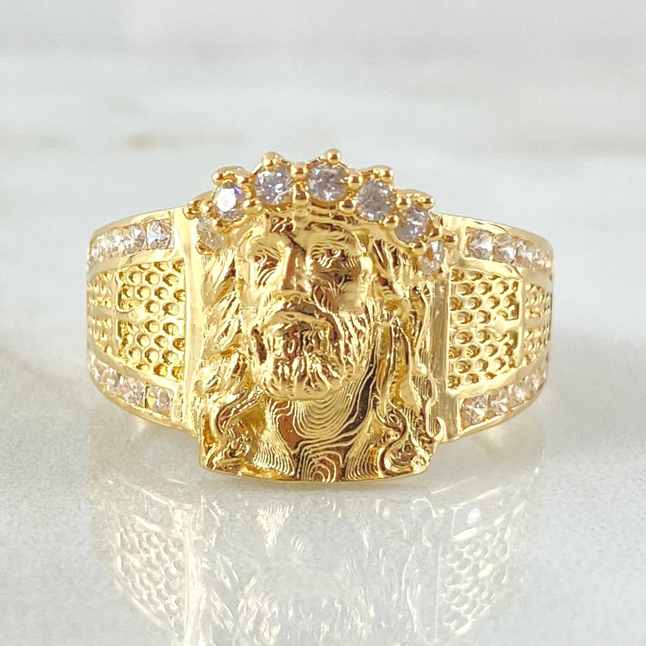 Anillo Rostro de Cristo 6.8gr / T10 / Oro Amarillo 18K *