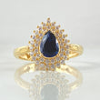 Anillo Solitario Halo Gota 4.05gr / T7 1/2 / Oro Amarillo 18K ©