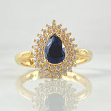Anillo Solitario Halo Gota 4.05gr / T7 1/2 / Oro Amarillo 18K ©