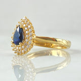 Anillo Solitario Halo Gota 4.05gr / T7 1/2 / Oro Amarillo 18K ©
