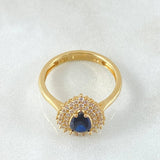 Anillo Solitario Halo Gota 4.05gr / T7 1/2 / Oro Amarillo 18K ©
