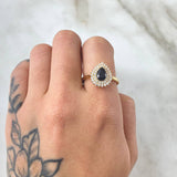 Anillo Solitario Halo Gota 4.05gr / T7 1/2 / Oro Amarillo 18K ©