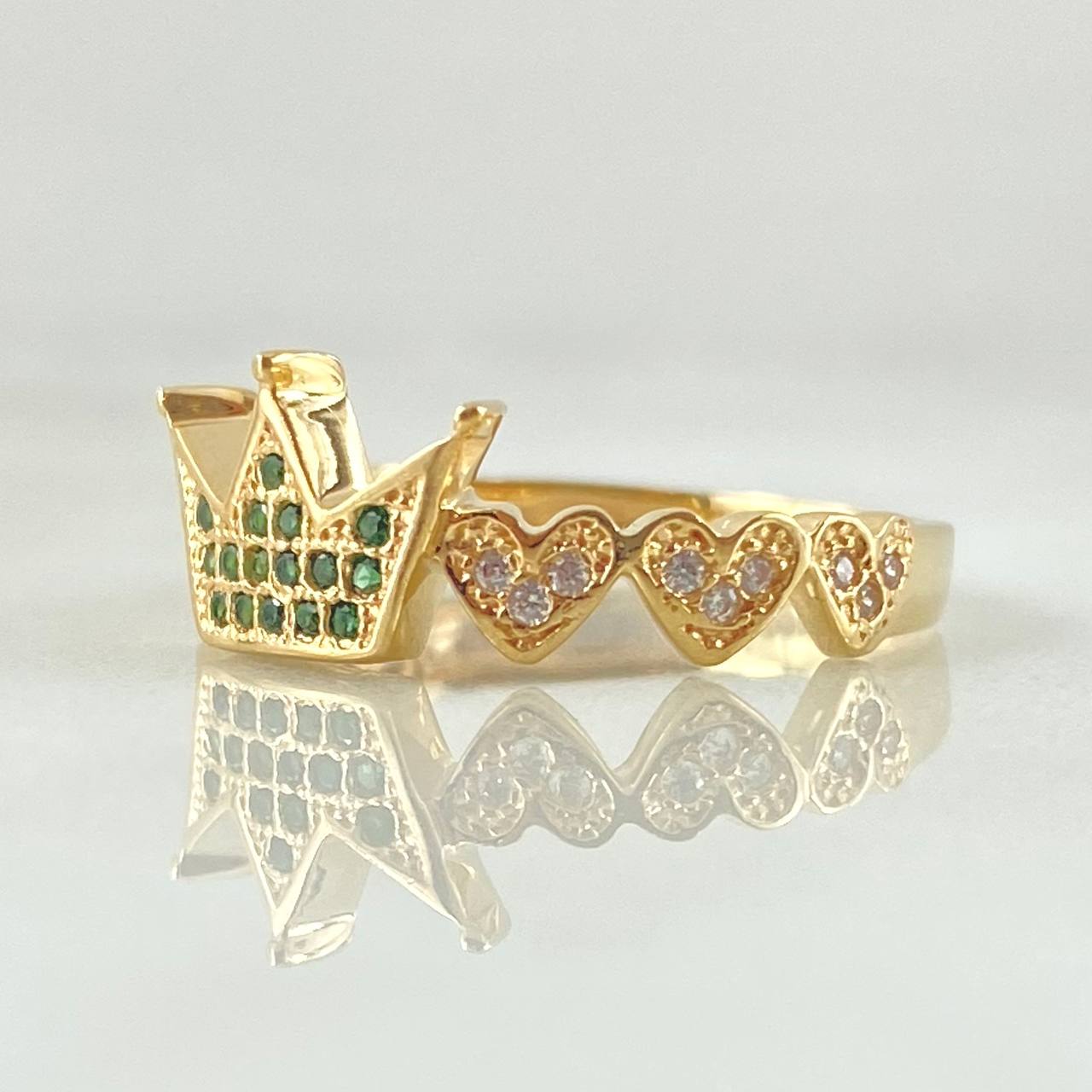 Anillo Corona Corazones 2.75gr / T6 1/2 / Oro Amarillo 18K ©