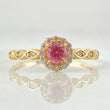 Anillo Solitario Halo Flor Ojos 1.95gr / T7 1/2 / Oro Amarillo 18K ©
