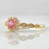 Anillo Solitario Halo Flor Ojos 1.95gr / T7 1/2 / Oro Amarillo 18K ©