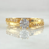 Anillo Solitario Escalera Cruzada 2.35gr / T6 1/2 / Oro Amarillo 18K ©