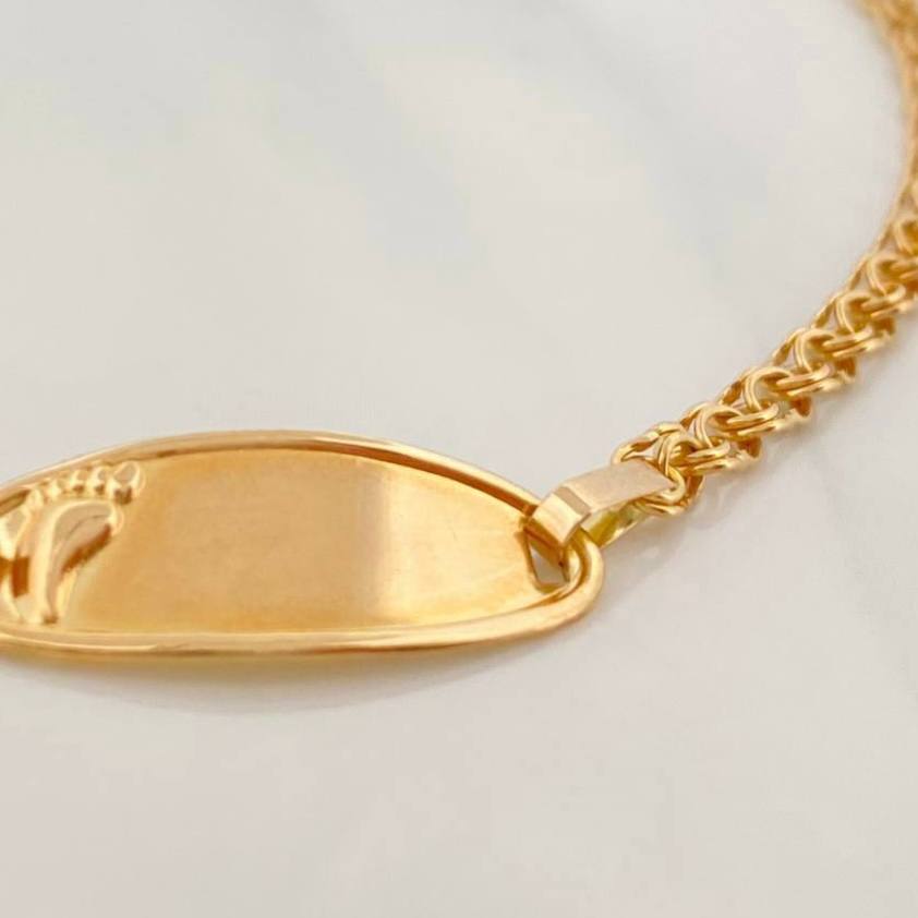 Pulso Bebé Roll-On Placa Ovalada Pie 2.3 g / 15 cm-12.5 / 2.8 mm Oro Amarillo 18K