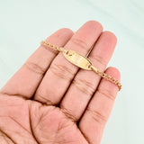 Pulso Bebé Roll-On Placa Ovalada Pie 2.3 g / 15 cm-12.5 / 2.8 mm Oro Amarillo 18K