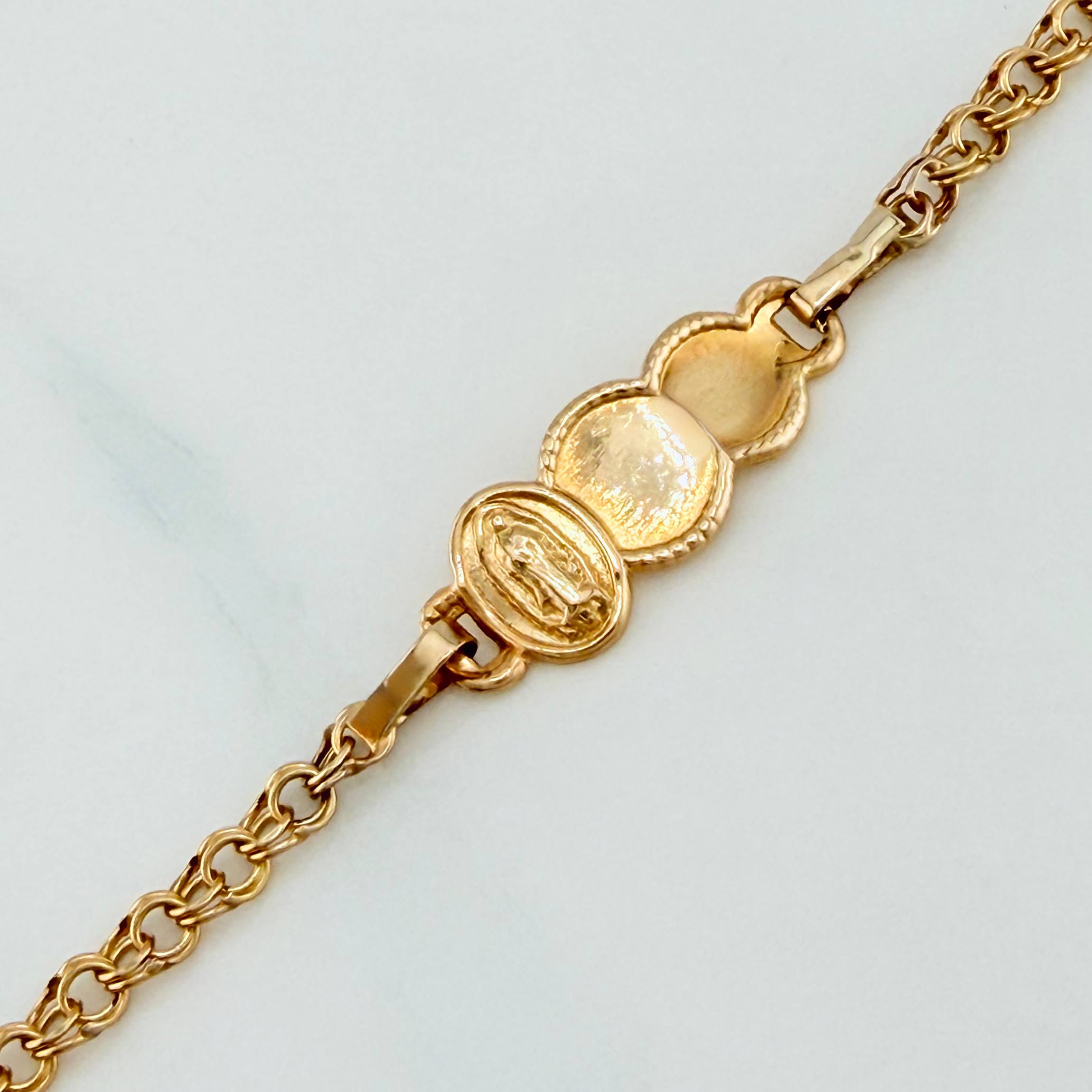 Pulso Bebé Roll-On Placa Nube Virgen Guadalupe 2.3 g / 18 cm-13.5cm / 2.8 mm Oro Amarillo 18K