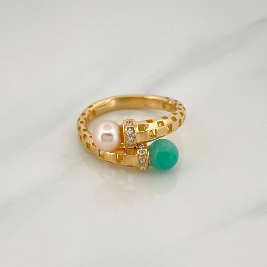 Anillo Tú Y Yo 4.4 g / T7 1/4 Oro Amarillo 18K