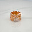 Anillo Corazones Intercalados 6.75 g / T4 1/2 Dos Oros Blanco Rosa 18K