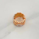 Anillo Corazones Intercalados 6.75 g / T4 1/2 Dos Oros Blanco Rosa 18K