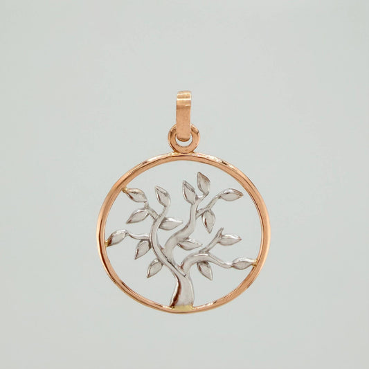 Dije Árbol De La Vida 2.25 g / 3 cm Dos Oros Blanco Rosa 18K