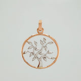 Dije Árbol De La Vida 2.25 g / 3 cm Dos Oros Blanco Rosa 18K