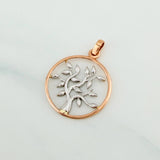 Dije Árbol De La Vida 2.25 g / 3 cm Dos Oros Blanco Rosa 18K