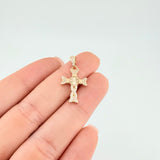 Dije Cruz Trebol Diamantado Trenzada 1.65 g / 2.5 cm Oro Amarillo 18K