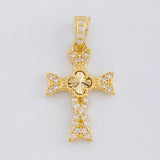 Dije Cruz Trebol Diamantado Trenzada 1.65 g / 2.5 cm Oro Amarillo 18K