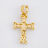 Dije Cruz Trebol Diamantado Trenzada 1.65 g / 2.5 cm Oro Amarillo 18K