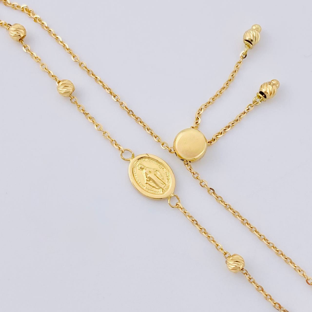 Pulso Modulable Aro Seguido Virgen De La Milagrosa 2.25 g / 22.4 cm - 6.2 cm / 1.2 mm Oro Amarillo 18K