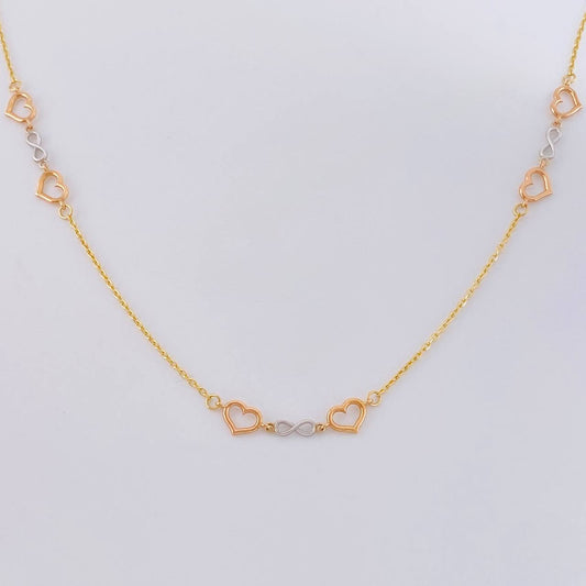 Cadena Aro Seguido Amor Infinito 2.6 g / 45 cm / 1.05 mm Tres Oros 18K