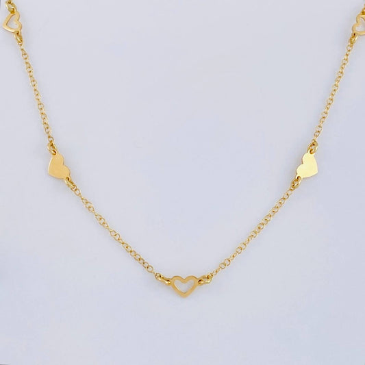 Cadena Aro Seguido Trio Silueta De Corazones 2.15 g / 44 cm / 1.05 mm Oro Amarillo 18K