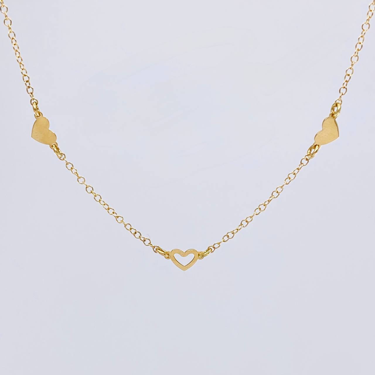 Cadena Aro Seguido Trio Silueta De Corazones 2.15 g / 44 cm / 1.05 mm Oro Amarillo 18K