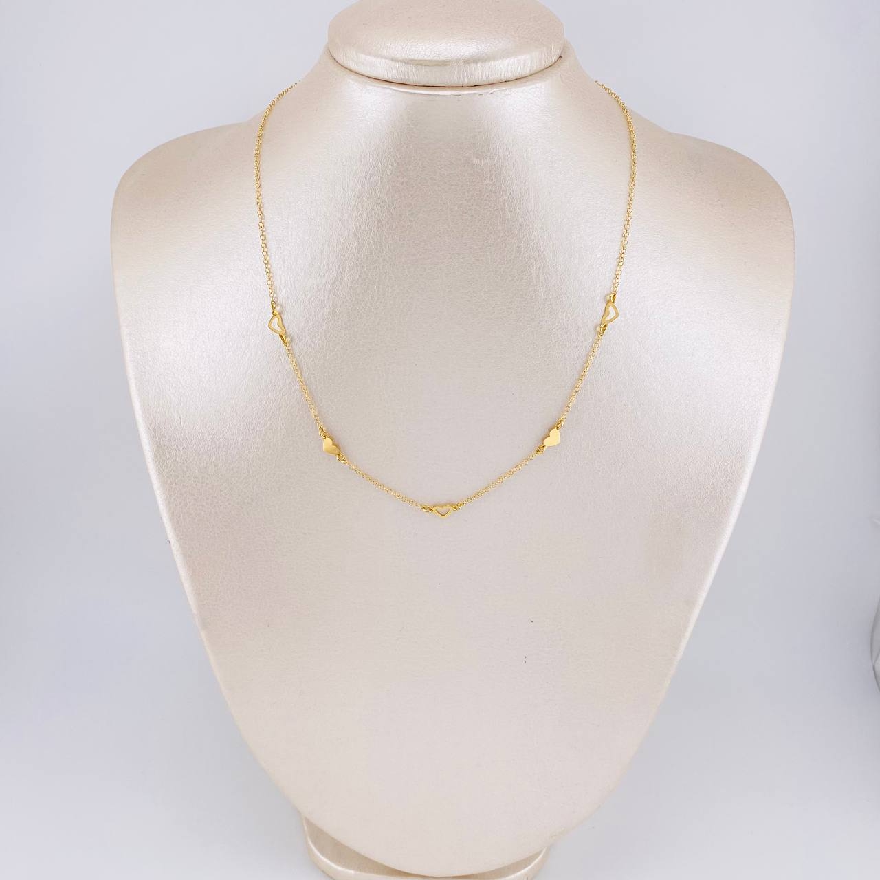 Cadena Aro Seguido Trio Silueta De Corazones 2.15 g / 44 cm / 1.05 mm Oro Amarillo 18K