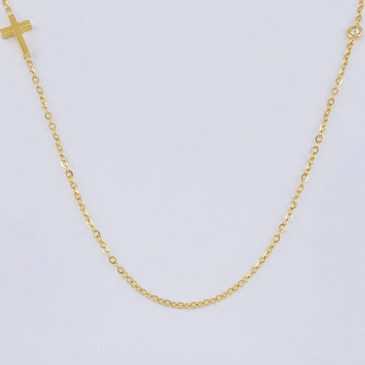 Cadena Aro Seguido Cruz Lateral 2.55 g / 45.5 cm / 1.4 mm Oro Amarillo 18K