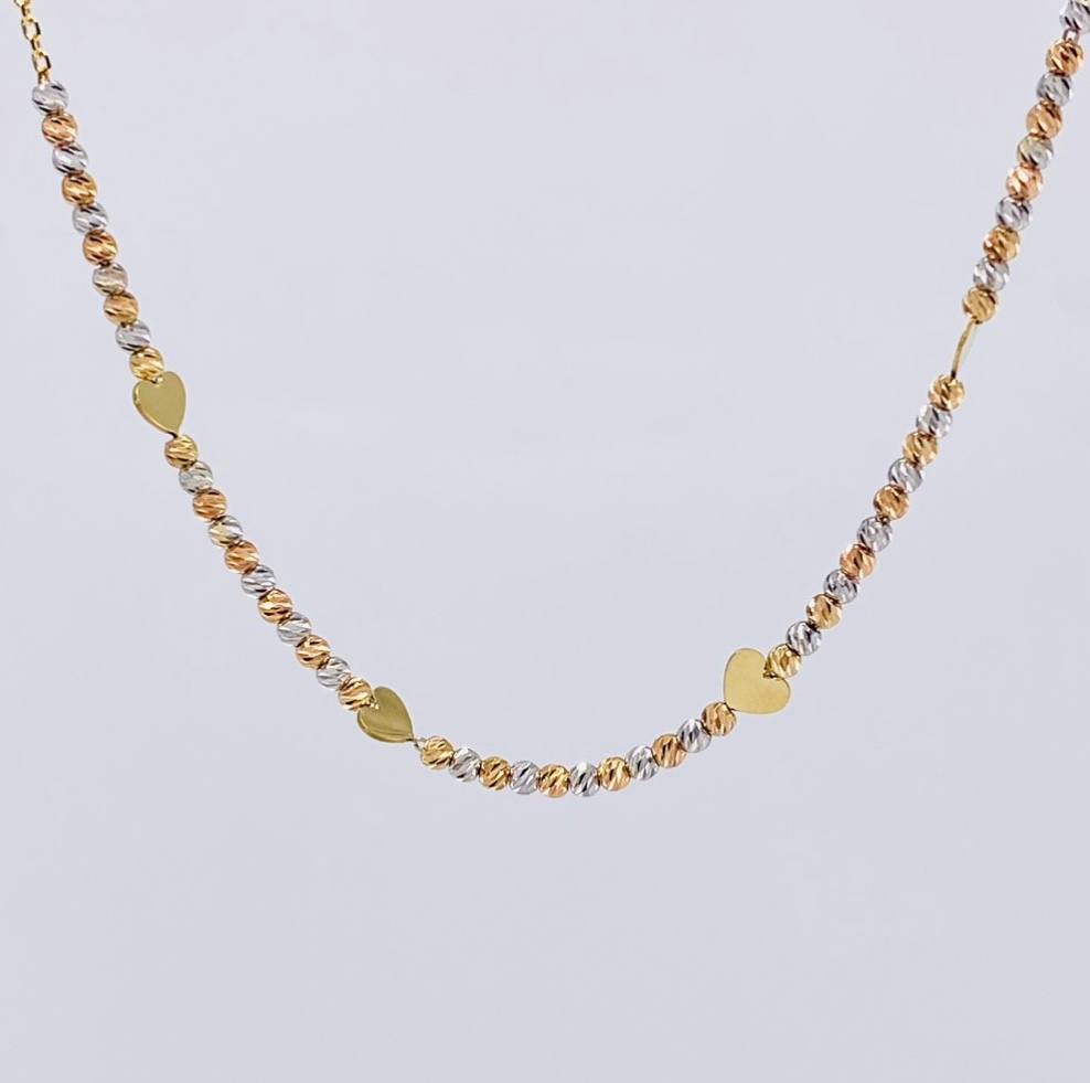 Cadena Aro Seguido El Quinto Corazón 3.2 g / 44.5 cm / 0.75 mm Tres Oros 18K